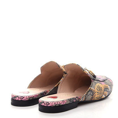 Gucci GG Supreme Monogram Bengal Womens Princetown Slippers 36 Beige Crop Pink 4 of 11