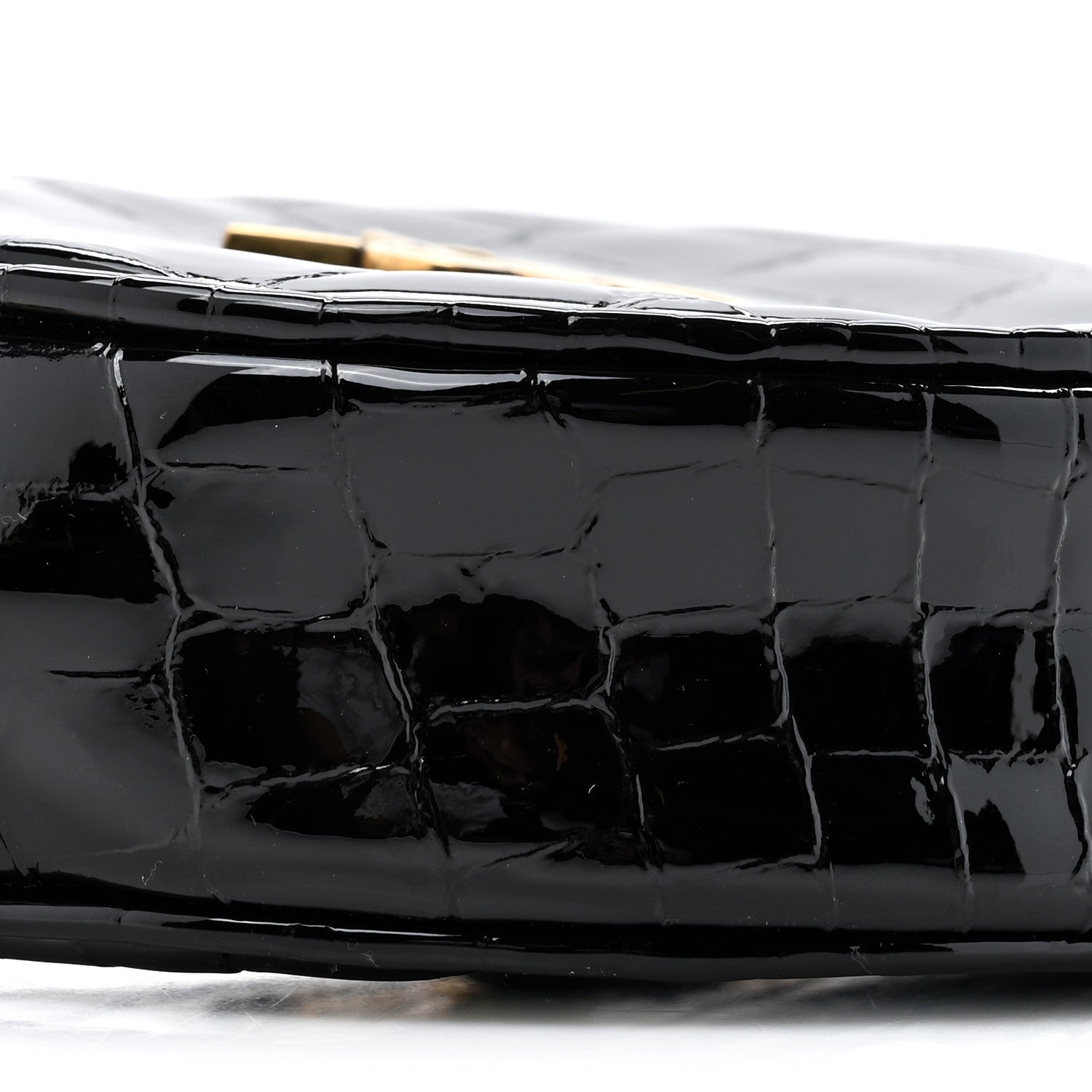 Saint Laurent Patent Crocodile Embossed Round Belt Bag Black 10 of 11