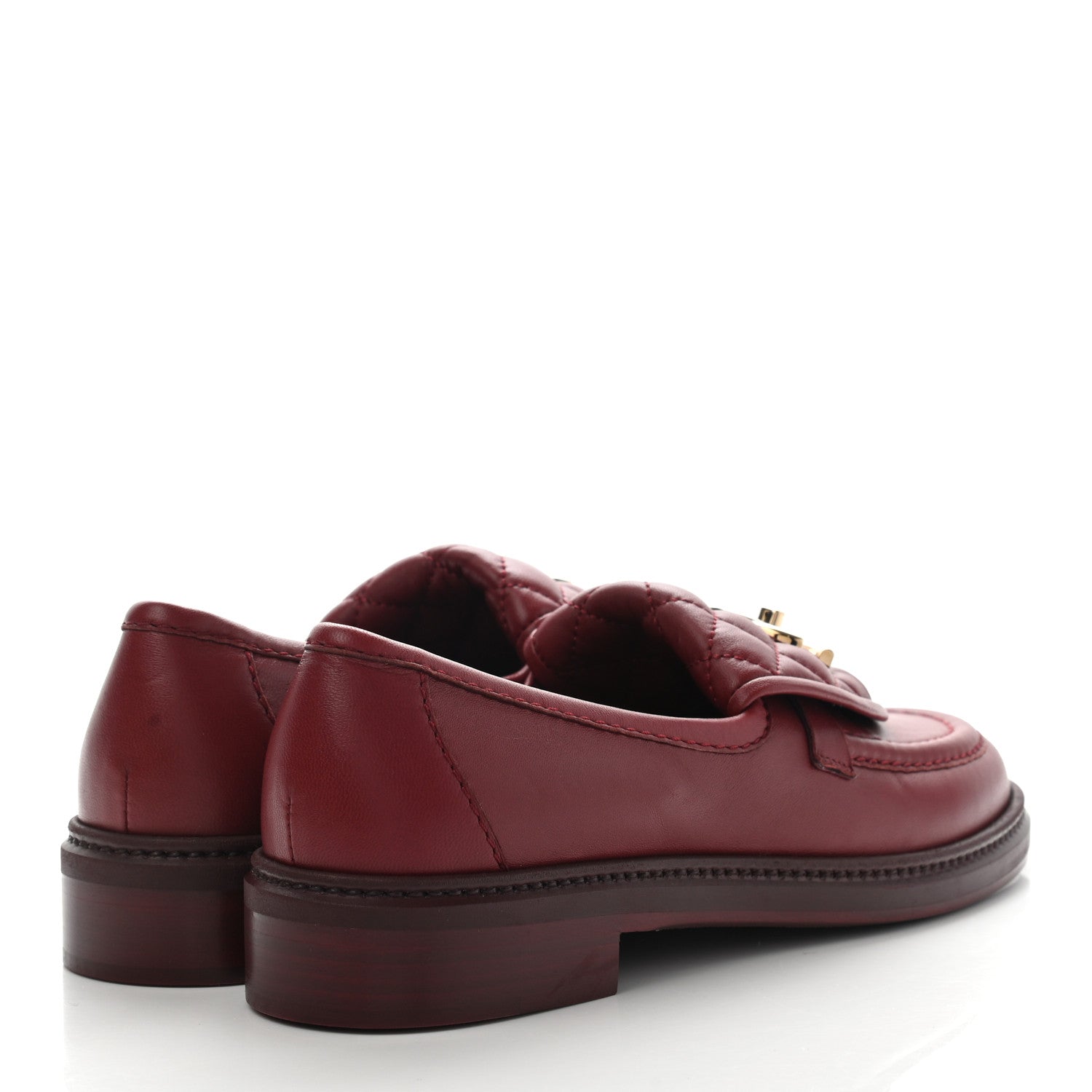 Chanel Lambskin Quilted CC Turnlock Loafers 37 Red 4 of 9