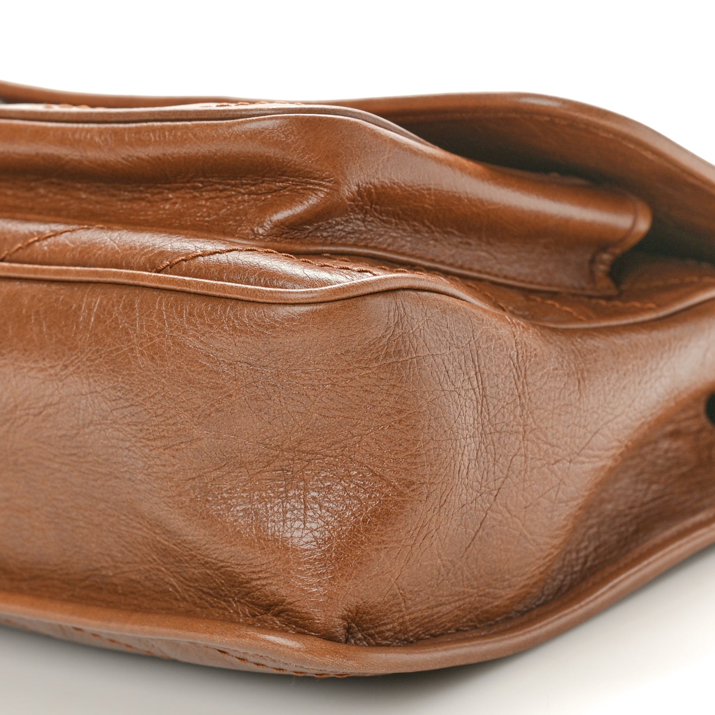 Crinkled Calfskin Matelasse Monogram Medium Niki Chain Satchel Caramel