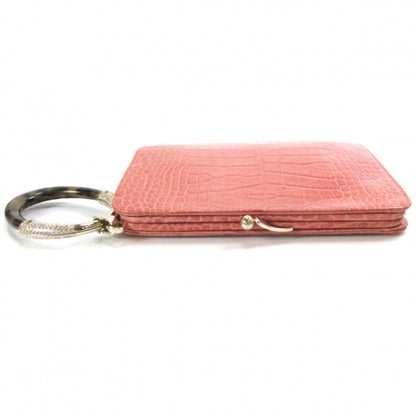 Valentino Garavani Crocodile Embossed Crystal Clutch Coral 5 of 10