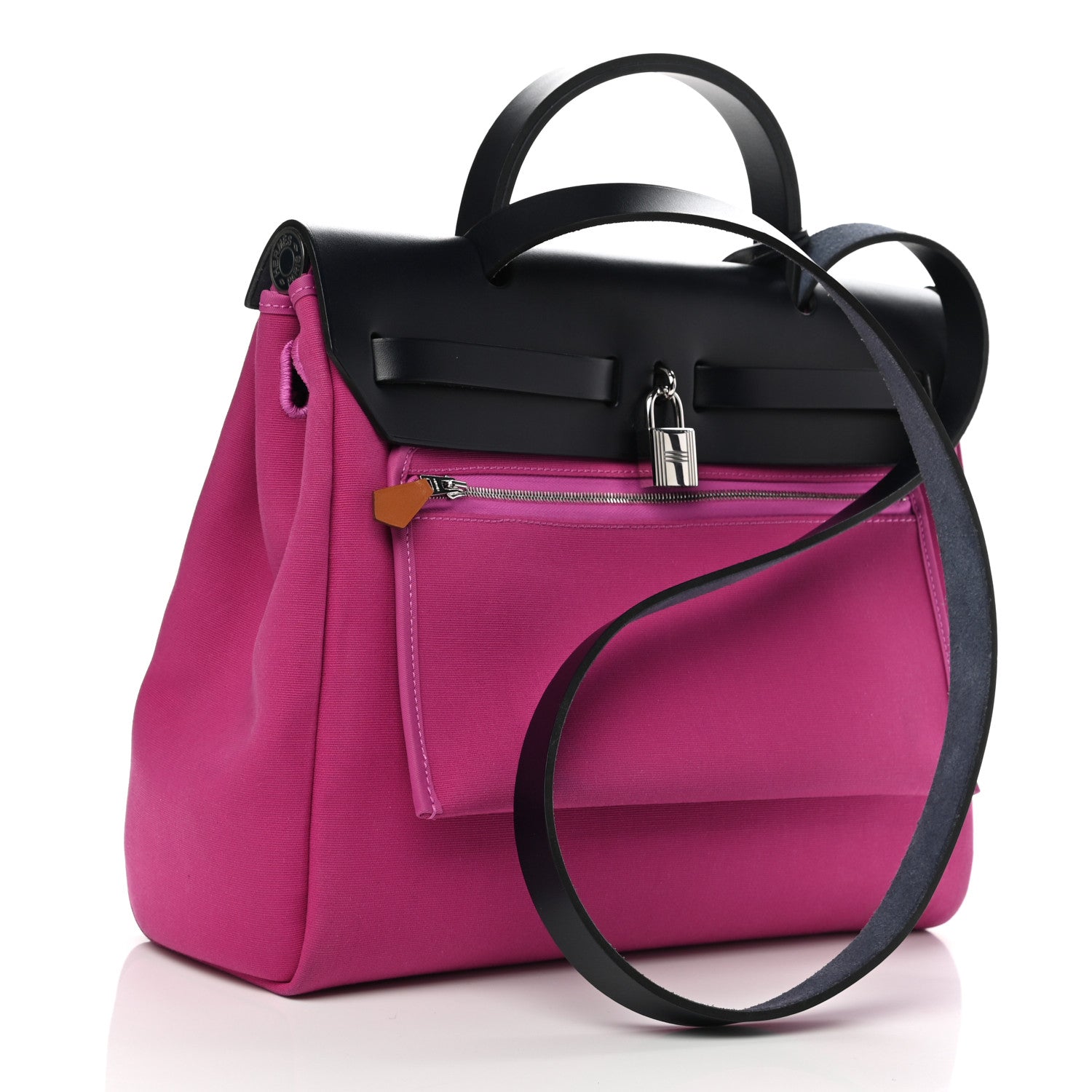 Hermes Toile Officier Vache Hunter Horseshoe Laque Herbag Zip PM 31 Magnolia Bleu Indigo 4 of 10