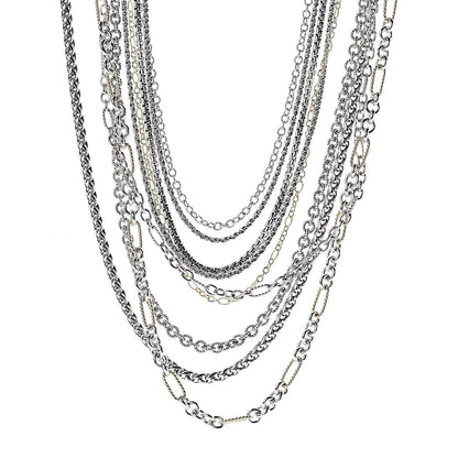 David Yurman Sterling Silver 18K Yellow Gold Multi Chain Necklace 1 of 5