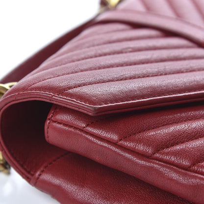 Saint Laurent Sheepskin Matelasse Chevron Monogram Medium College Bag Rouge 11 of 13