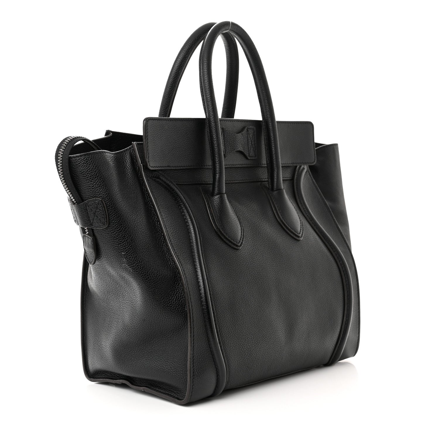Drummed Calfskin Mini Luggage Black