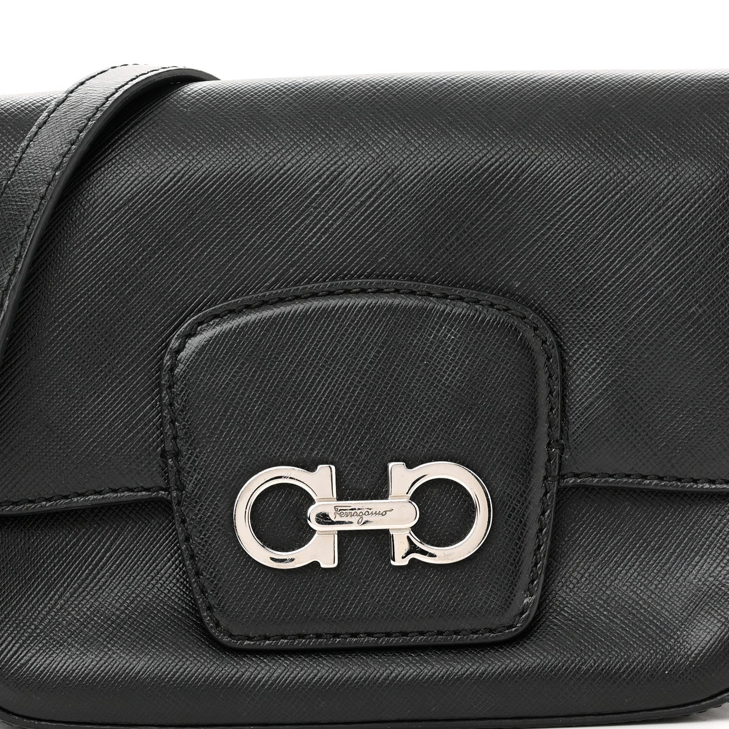Salvatore Ferragamo Saffiano Paris Crossbody Bag Black 8 of 12