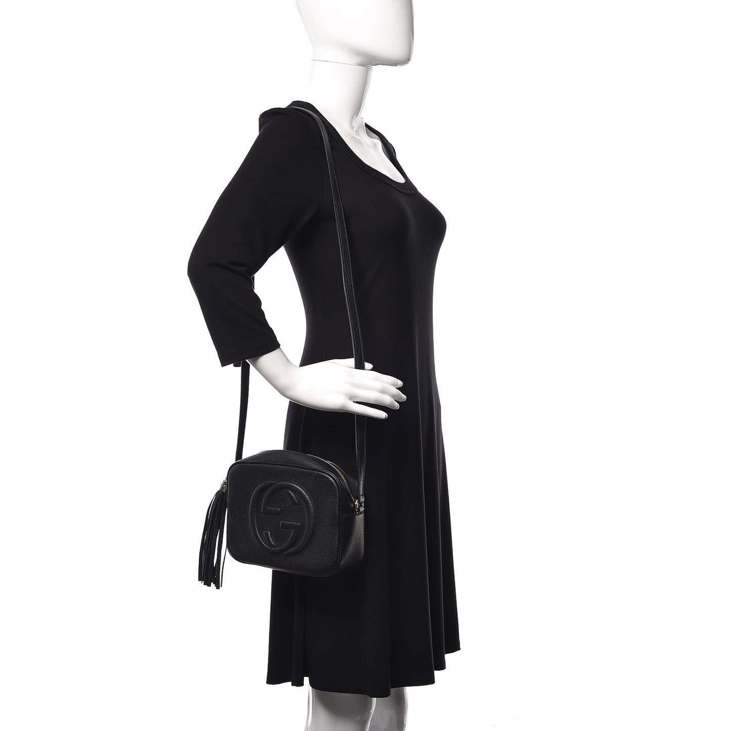 Pebbled Calfskin Small Soho Disco Bag Black