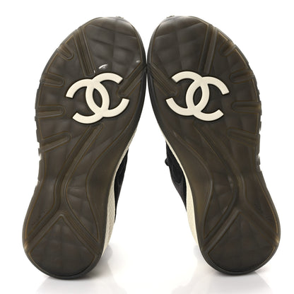 Chanel Mesh Suede Calfskin Quilted Sneakers 37 Black Dark Grey 5 of 9