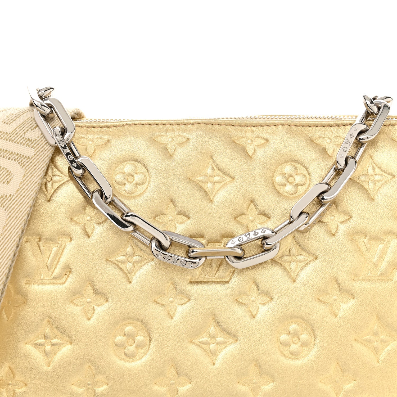 Louis Vuitton Lambskin Embossed Monogram Coussin PM Gold 8 of 11