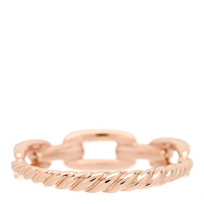 David Yurman 18K Rose Gold Diamond 4.5mm Stax Single Row Chain Link Ring 51 5.75 3 of 4