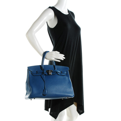 Hermes Taurillon Clemence Birkin 35 Bleu Thalassa 12 of 22