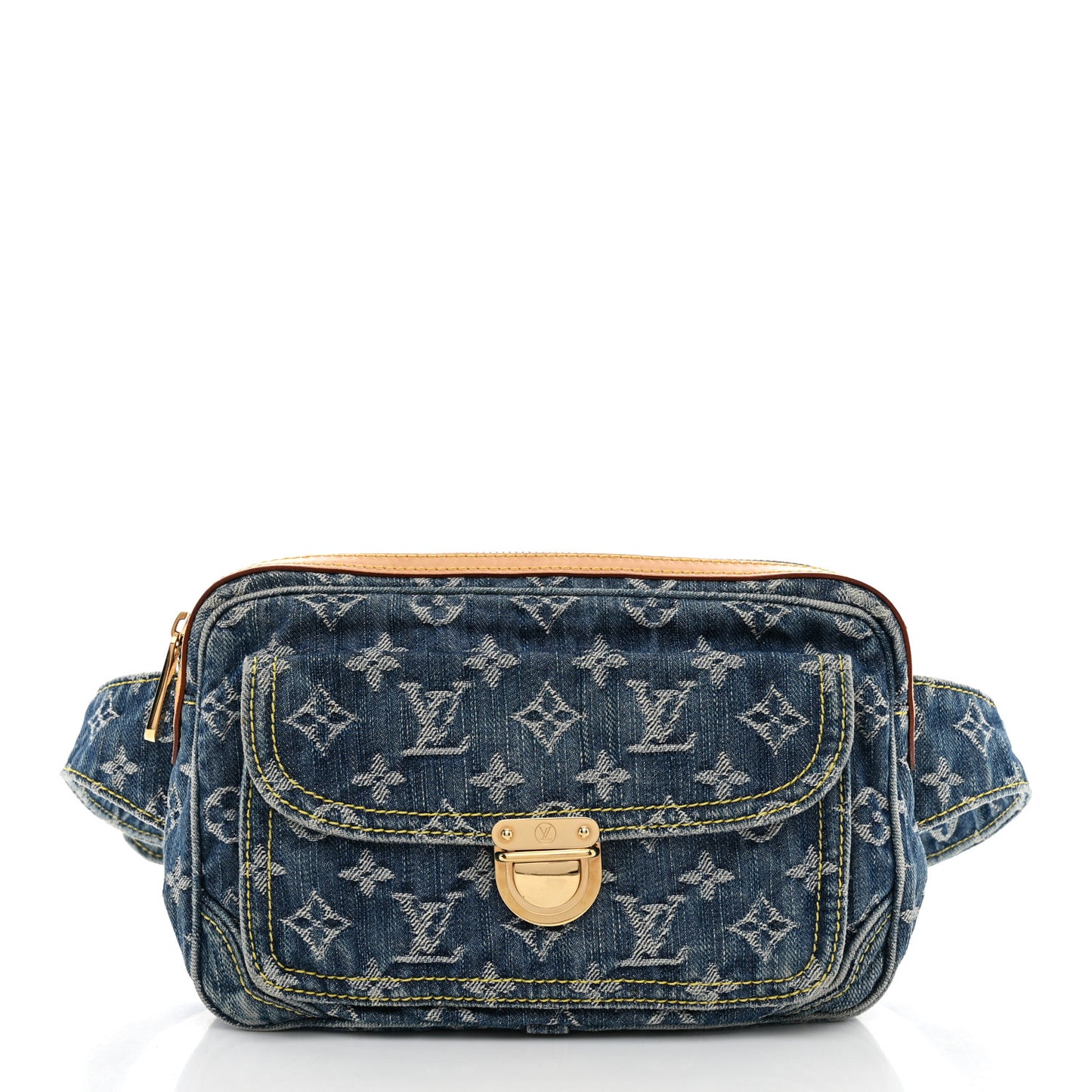 Monogram Denim Bum Bag Blue Blue