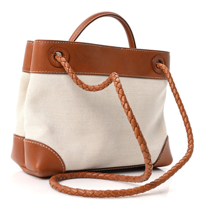 Bottega Veneta Washed Canvas Calfskin Small Andiamo Shoulder Bag Natural Light Wood 3 of 10