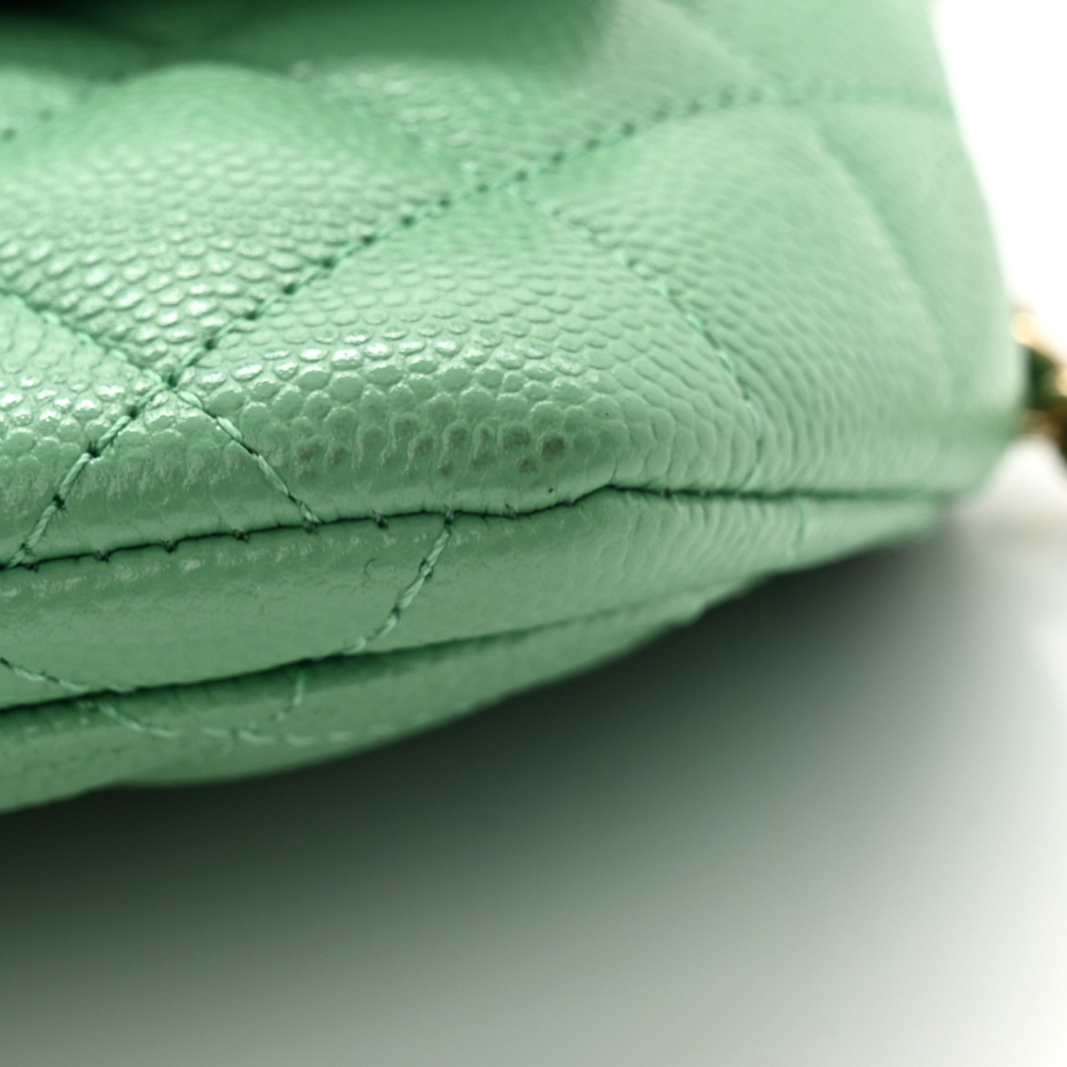 Chanel Caviar Quilted Glasses Case With Chain Green 12 of 14