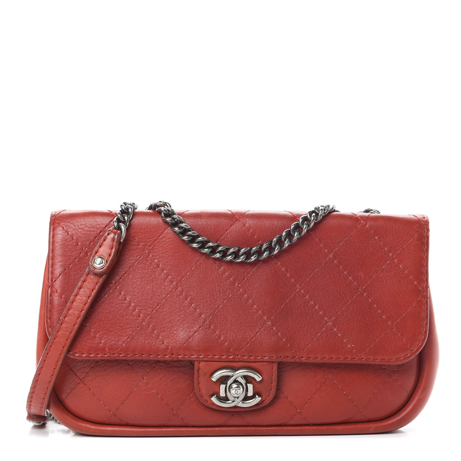 Chanel Calfskin Stitched Medium CC Sellier Flap Red 1 of 21