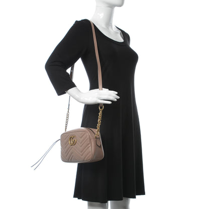 Gucci Calfskin Matelasse Small GG Marmont Chain Shoulder Bag Porcelain Rose 2 of 7
