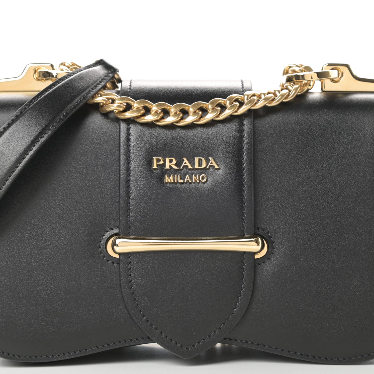Prada City Calfskin Sidonie Small Chain Crossbody Bag Black 7 of 14