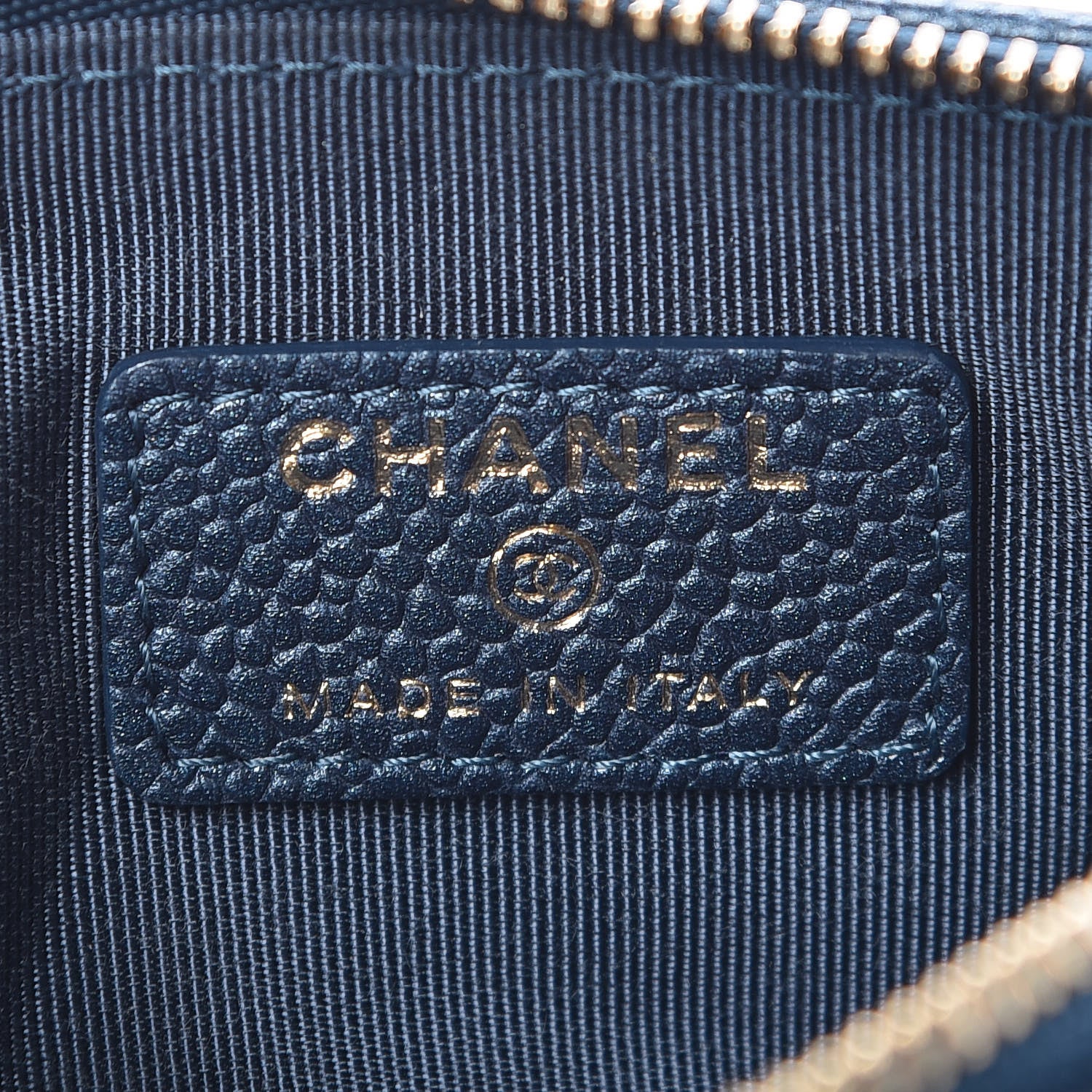 Chanel Metallic Caviar Quilted Small Cosmetic Case Dark Blue 6 of 8