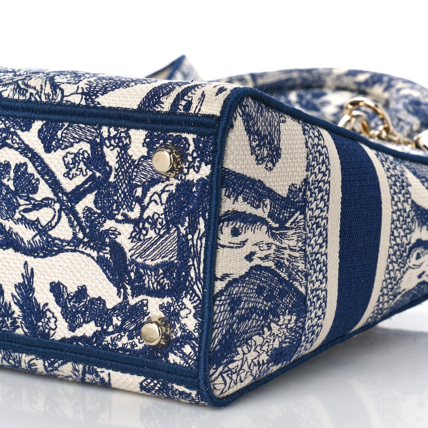 Canvas Toile De Jouy Embroidered Medium Lady D-Lite Navy