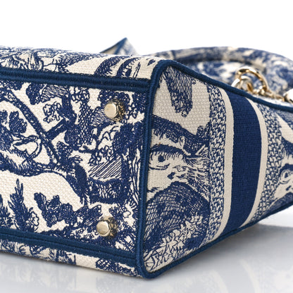 Christian Dior Canvas Toile De Jouy Embroidered Medium Lady D-Lite Navy 8 of 8