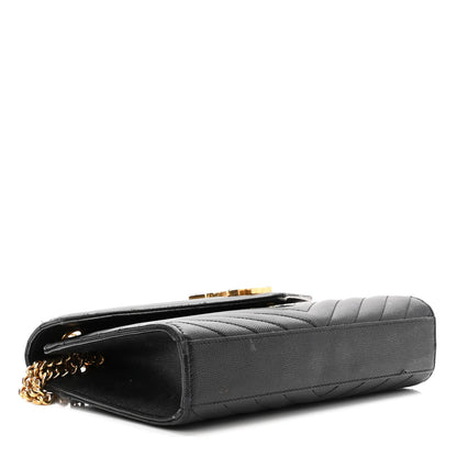 Saint Laurent Grain De Poudre Matelasse Chevron Medium Monogram Satchel Black 4 of 20