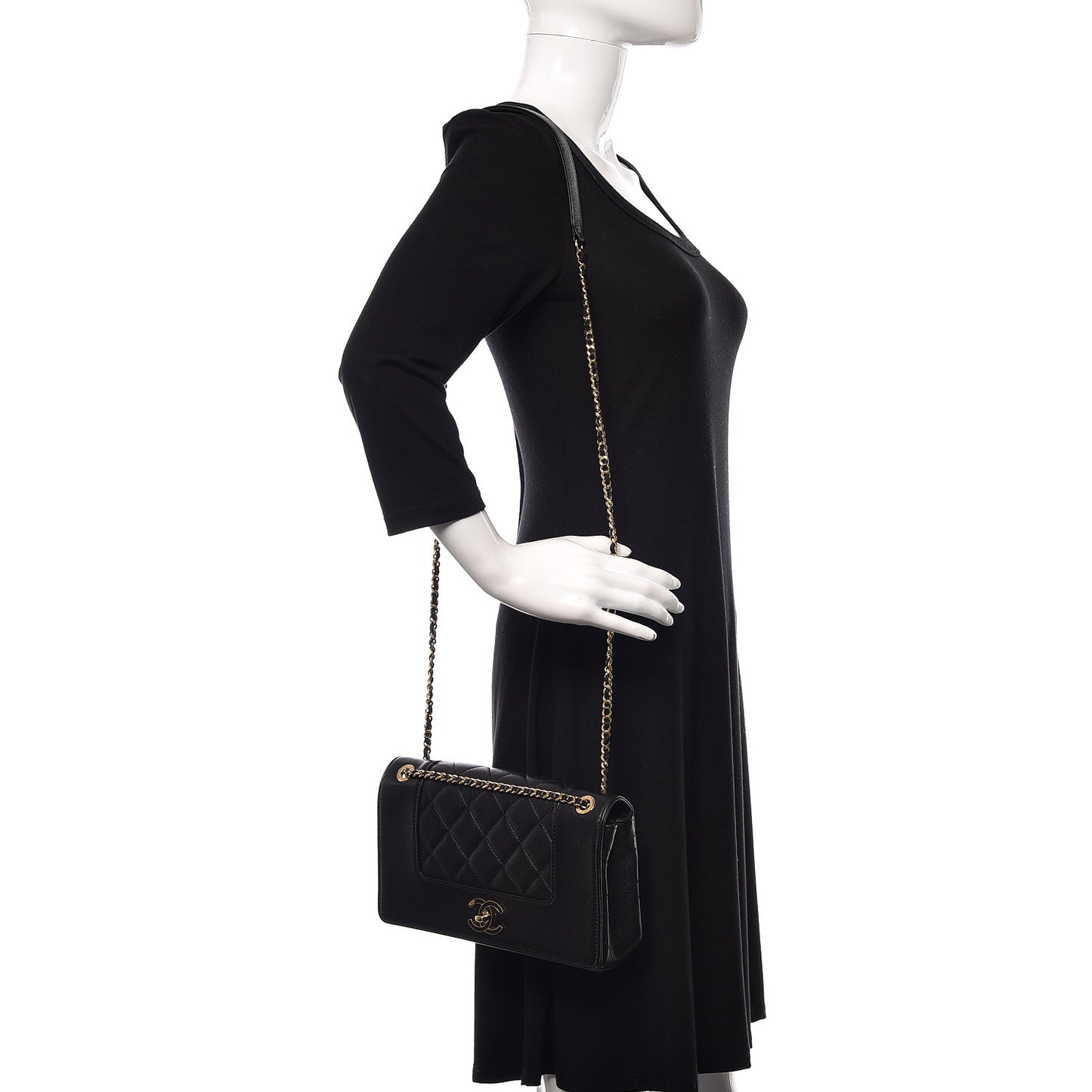 Sheepskin Quilted Medium Vintage Mademoiselle Flap Black