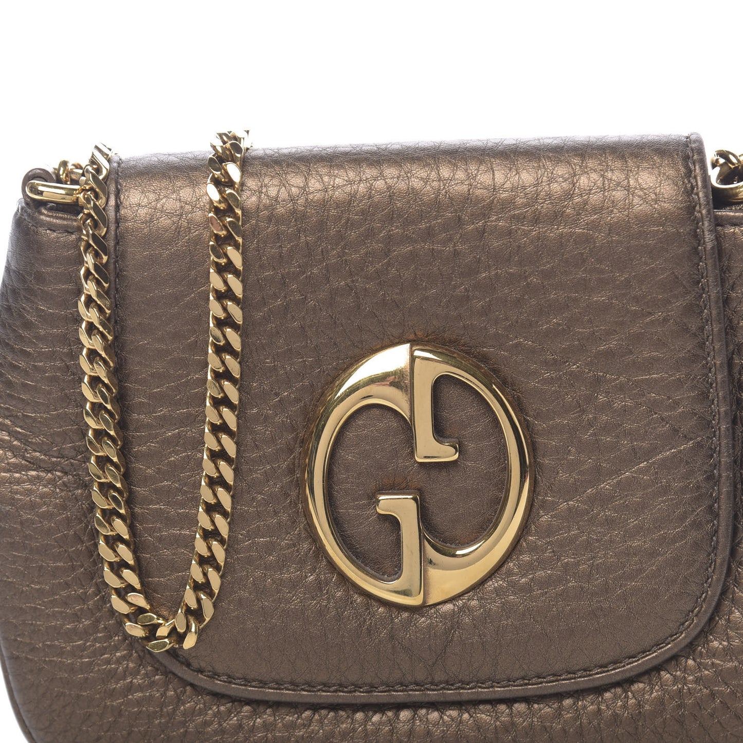 Metallic Pebbled Calfskin Small 1973 Chain Shoulder Bag Winter Leaf