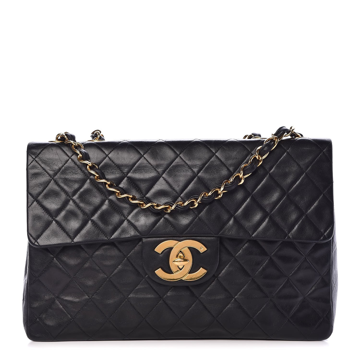 Chanel Lambskin Quilted XL Jumbo Single Flap Black 1 of 10