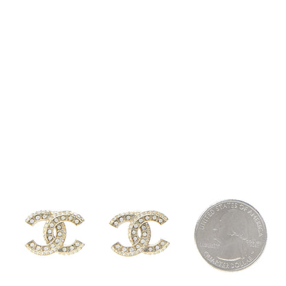 Chanel Crystal Timeless CC Earrings Light Gold 2 of 5