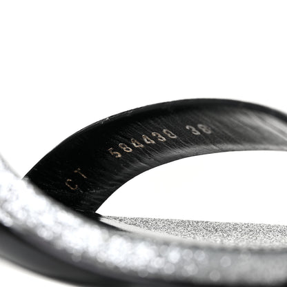 Saint Laurent Glitter Amber 105 Ankle Strap Sandals 38 Silver 8 of 9