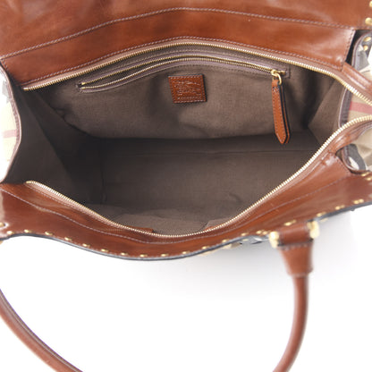Burberry House Check Studded Large Greenham Tote Dark Tan 4 of 11