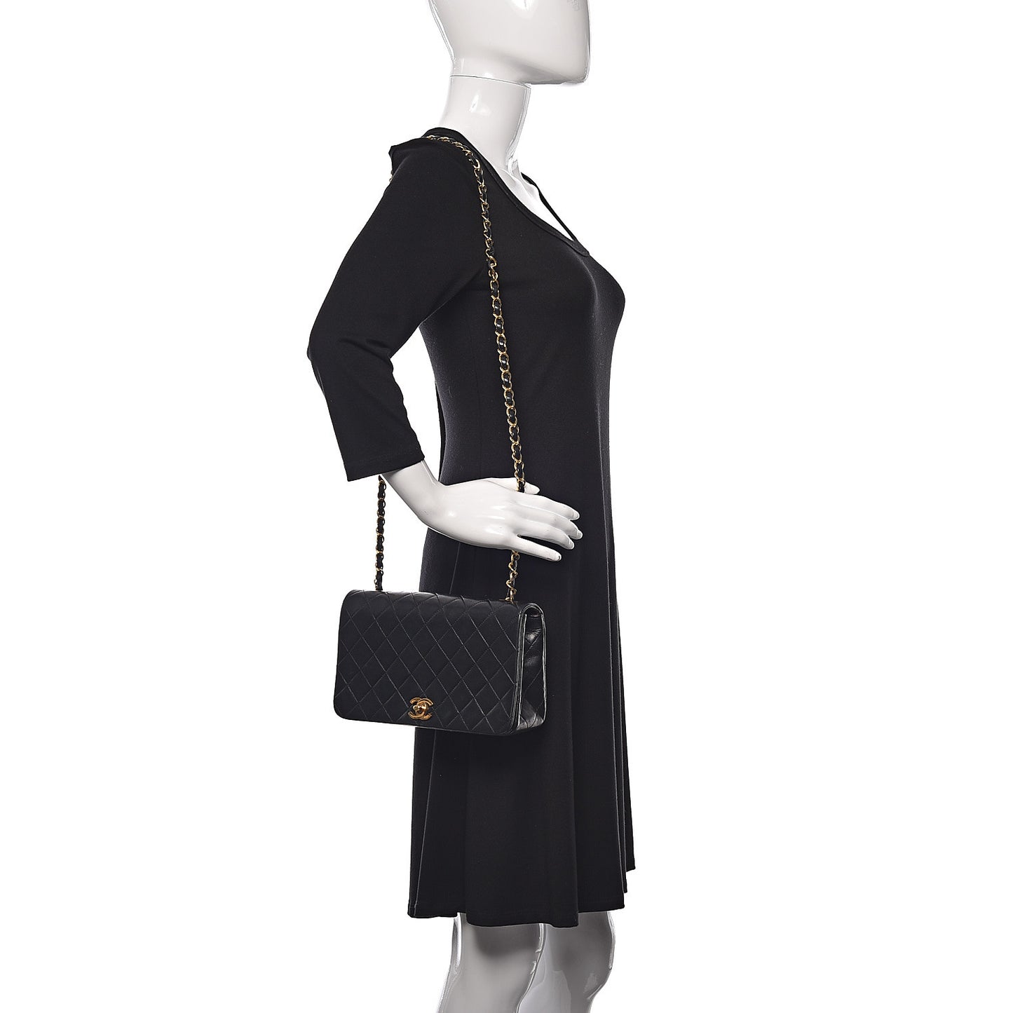 Lambskin Quilted Small Single Flap Black