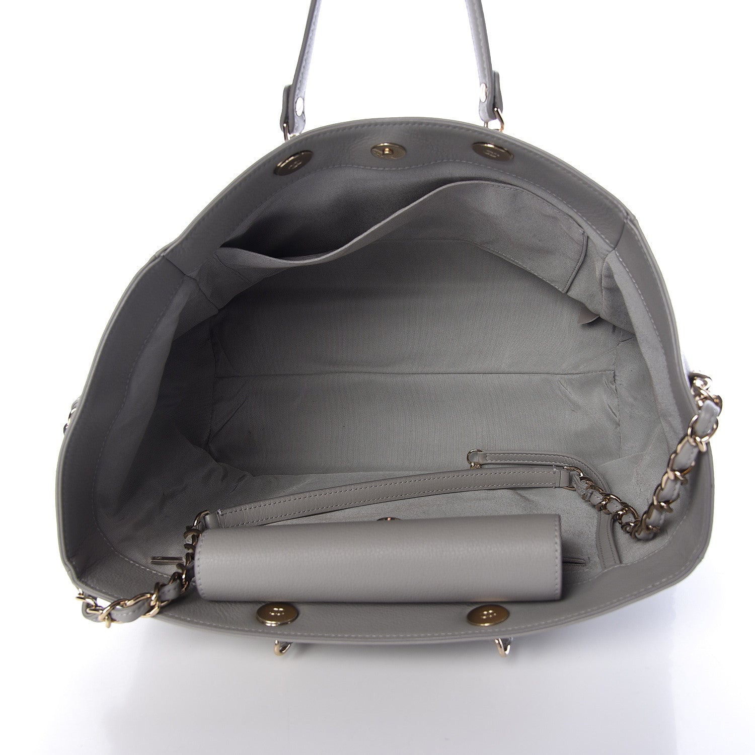 Chanel Calfskin Stitched Medium Shopping Tote Grey 5 of 12