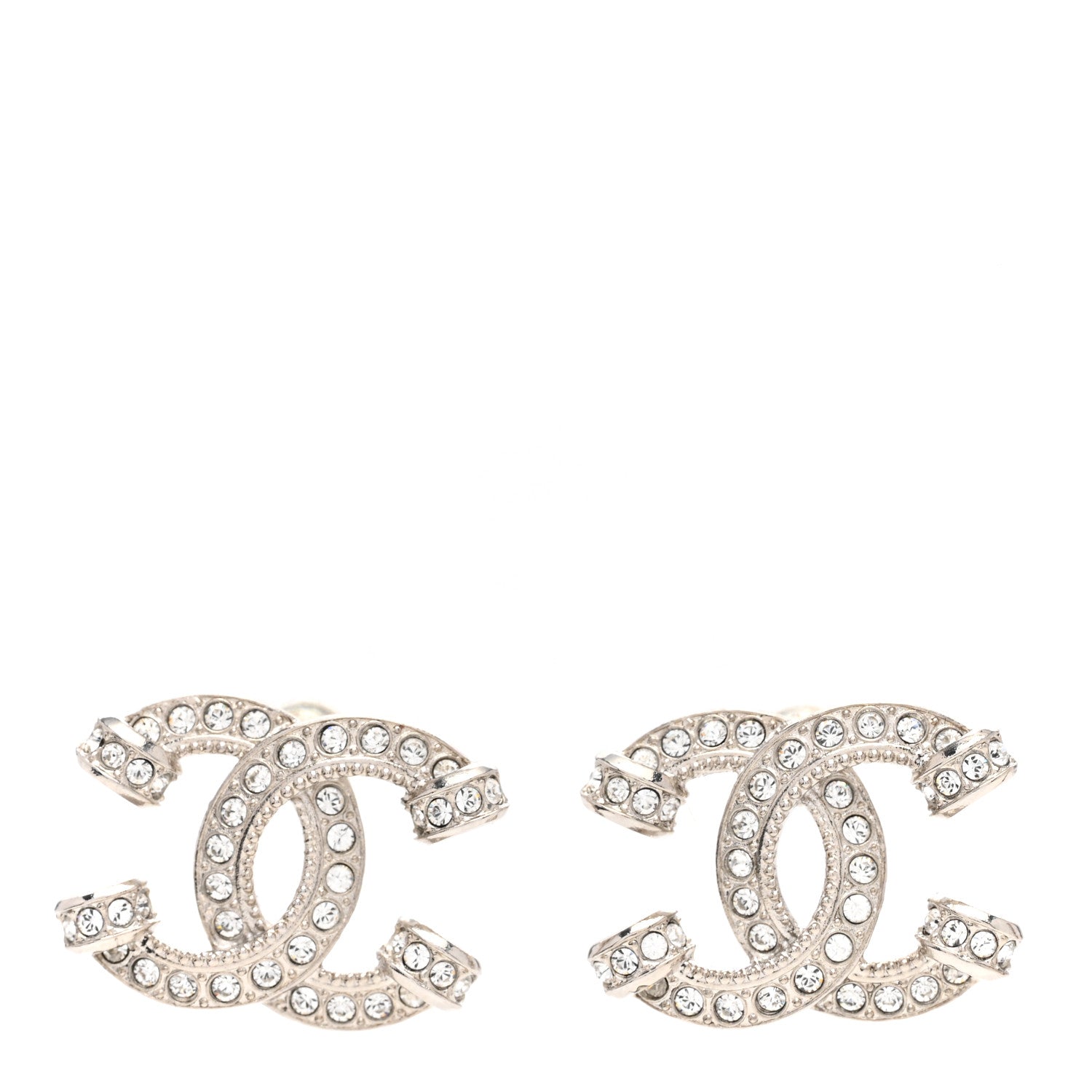 Chanel Crystal CC Earrings Silver 1 of 5