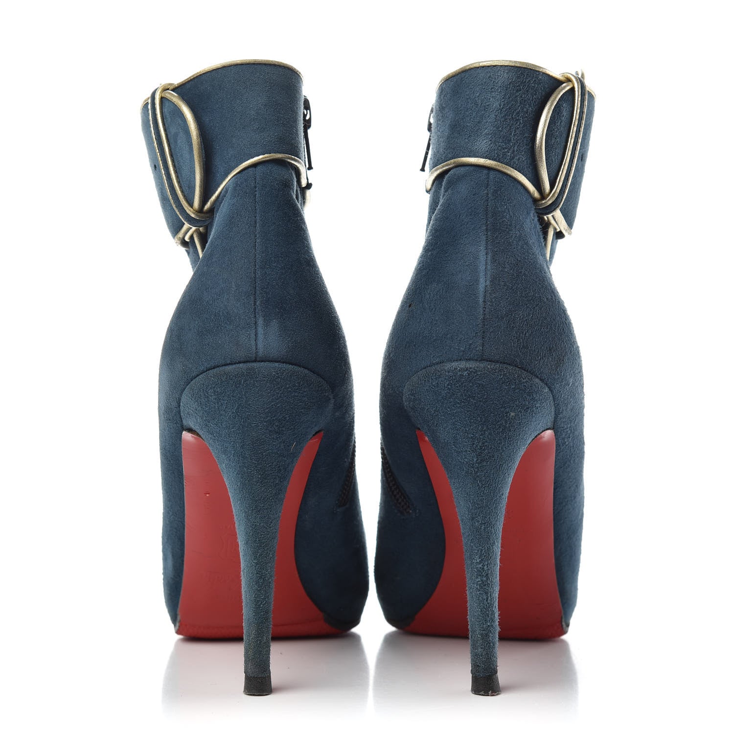 Christian Louboutin Suede Trottinette 140 Ankle Boots 39.5 Blue 7 of 9