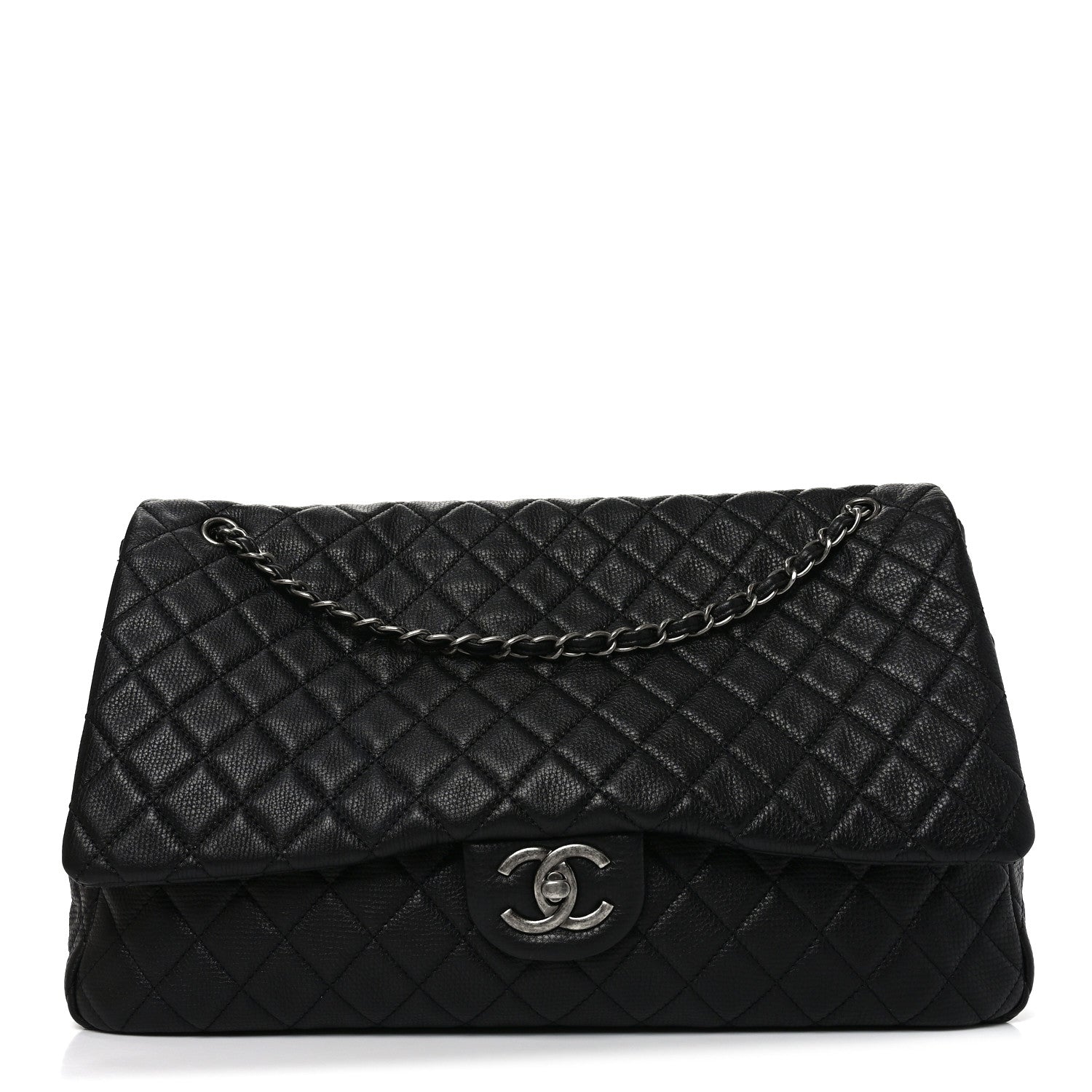 Chanel Grained Calfskin Quilted XXL Travel Flap Bag Black Black 1 of 10