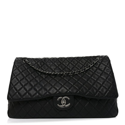 Chanel Grained Calfskin Quilted XXL Travel Flap Bag Black Black 1 of 10