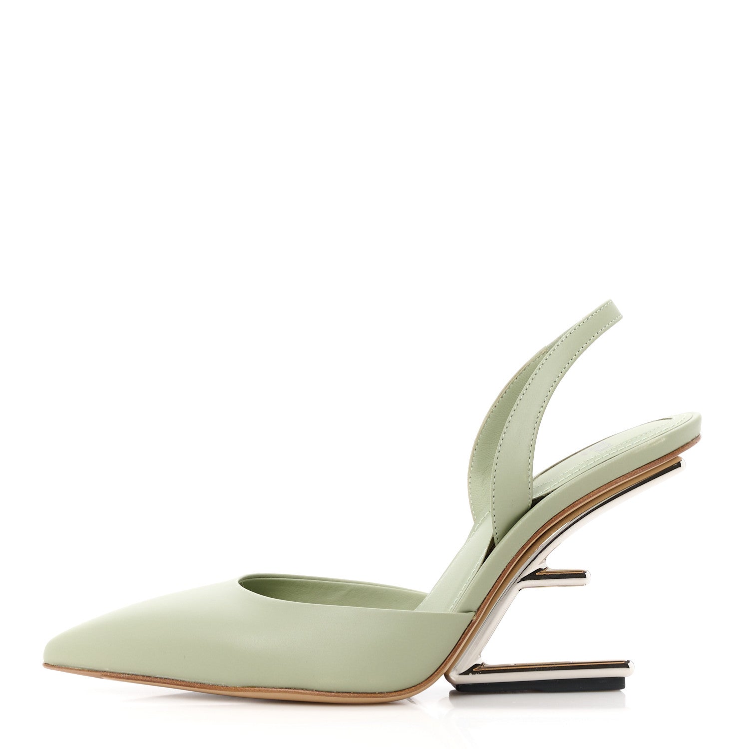 Fendi Vitello Fendi First 95mm Slingback Pumps 35 Musk 1 of 9