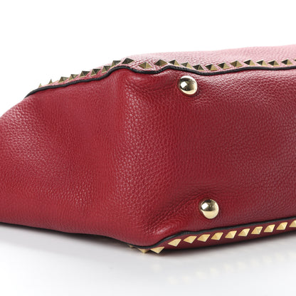 Valentino Garavani Pebbled Calfskin Medium Rockstud Tote Scarlet 9 of 12