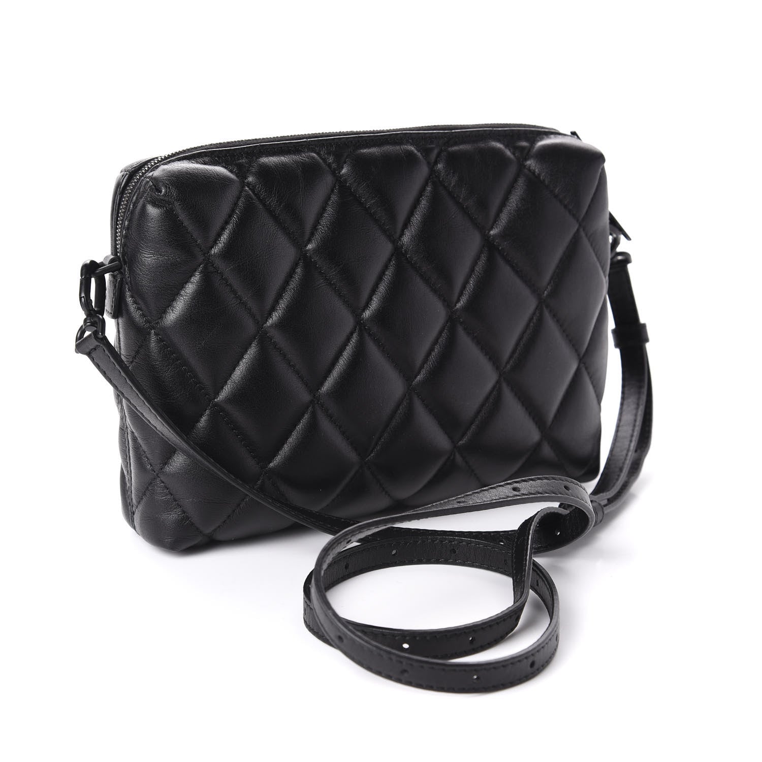 Balenciaga Nappa Calfskin Quilted Touch B Camera Shoulder Bag Black 3 of 10