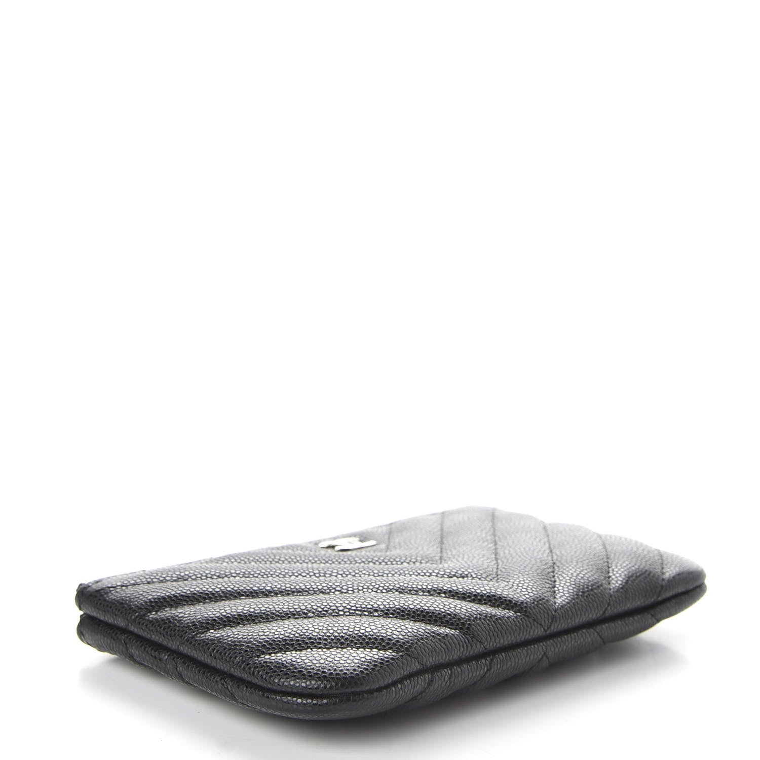 Chanel Caviar Chevron Quilted Small Cosmetic Case Black 4 of 8