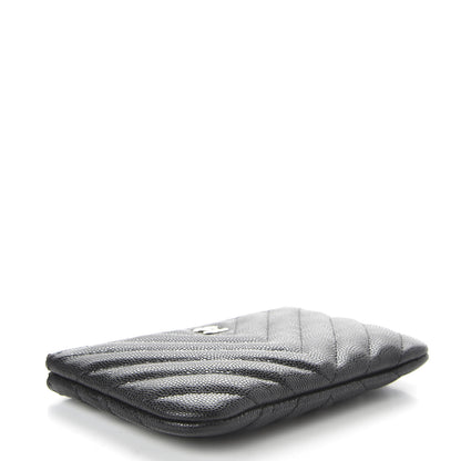 Chanel Caviar Chevron Quilted Small Cosmetic Case Black 4 of 8