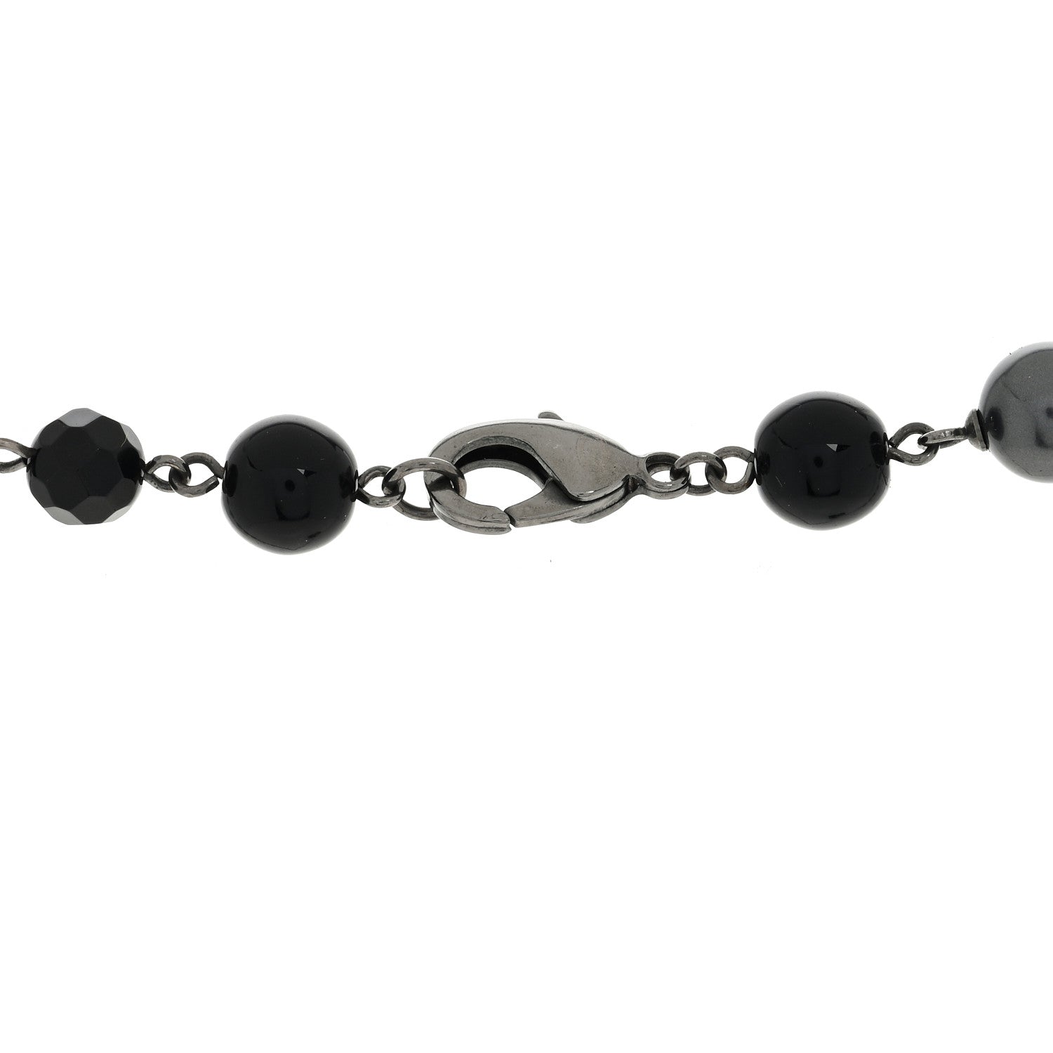 Chanel Ruthenium Pearl Beaded CC Long Necklace Black 4 of 5