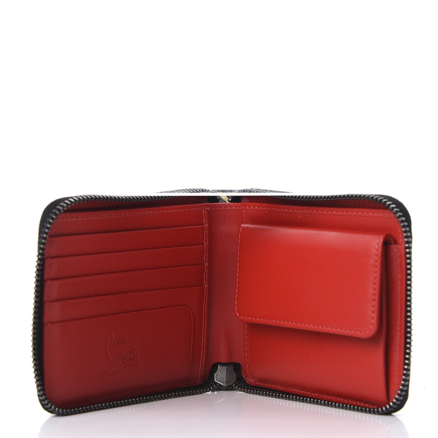 Patent Panettone Marble Swirl Zip Around Compact Wallet White Black