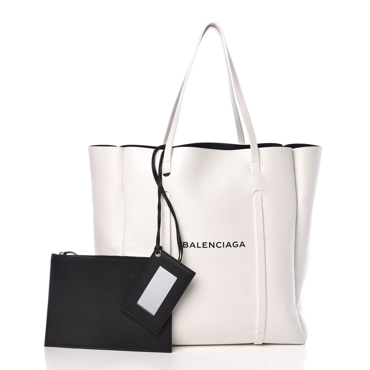 Smooth Calfskin Double Sided Medium Everyday Tote Optic White Black