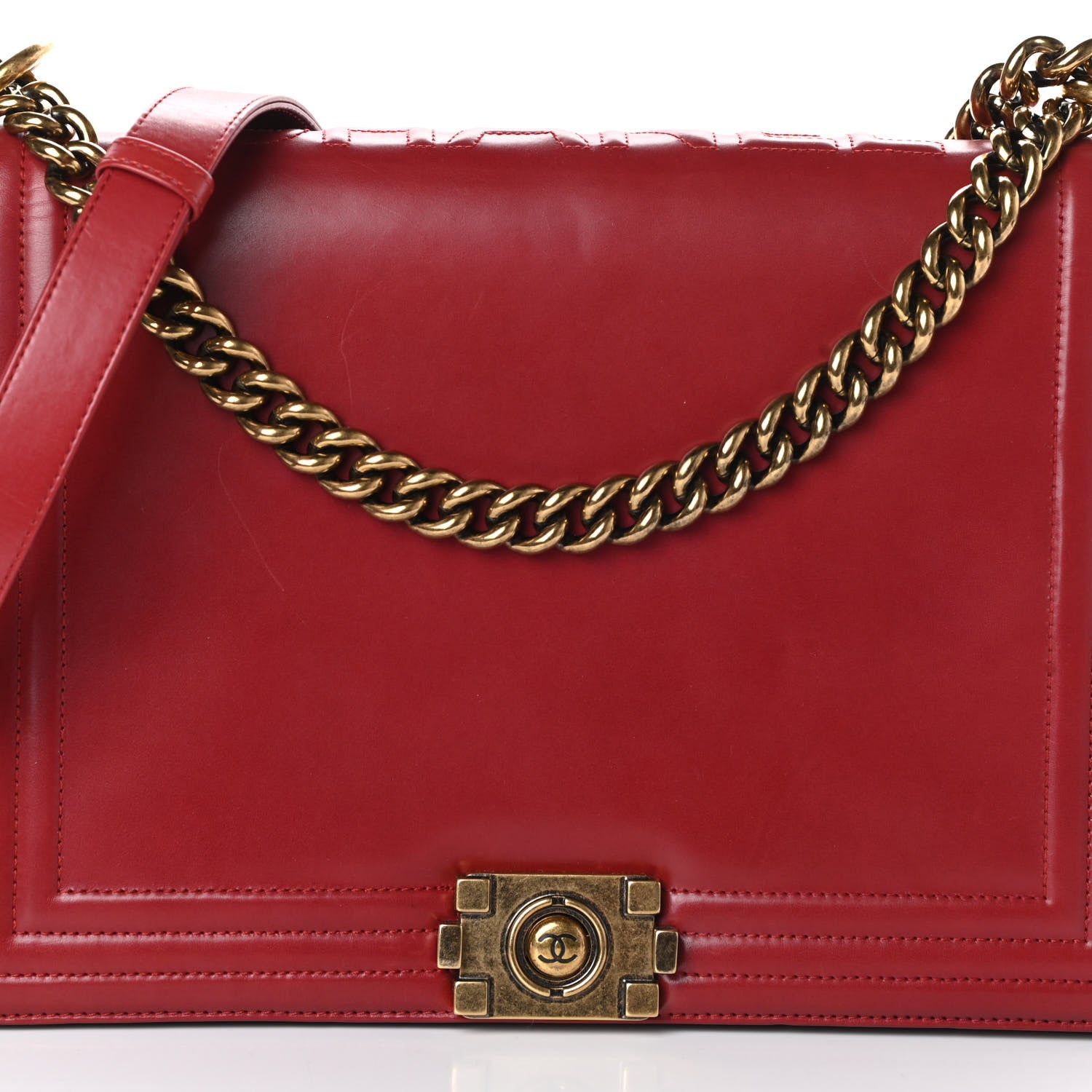 Chanel Glazed Calfskin Large Boy Flap Red 8 of 10