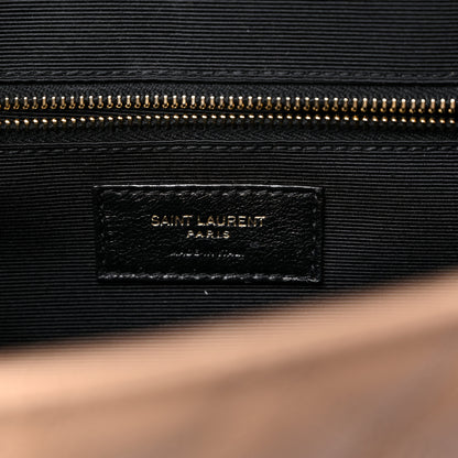 Saint Laurent Grain De Poudre Mixed Matelasse Large Triquilt Monogram Satchel Dark Beige 7 of 9