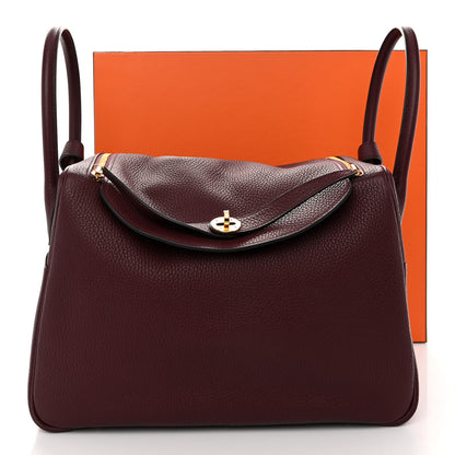Hermes Taurillon Clemence Lindy 34 Bordeaux 10 of 10