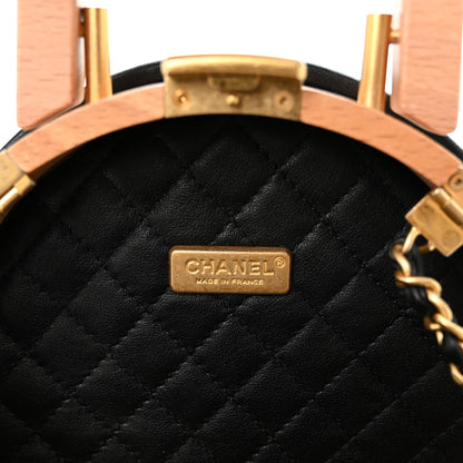 Chanel Beech Wood Lambskin Round CC Vanity Case Black 6 of 10