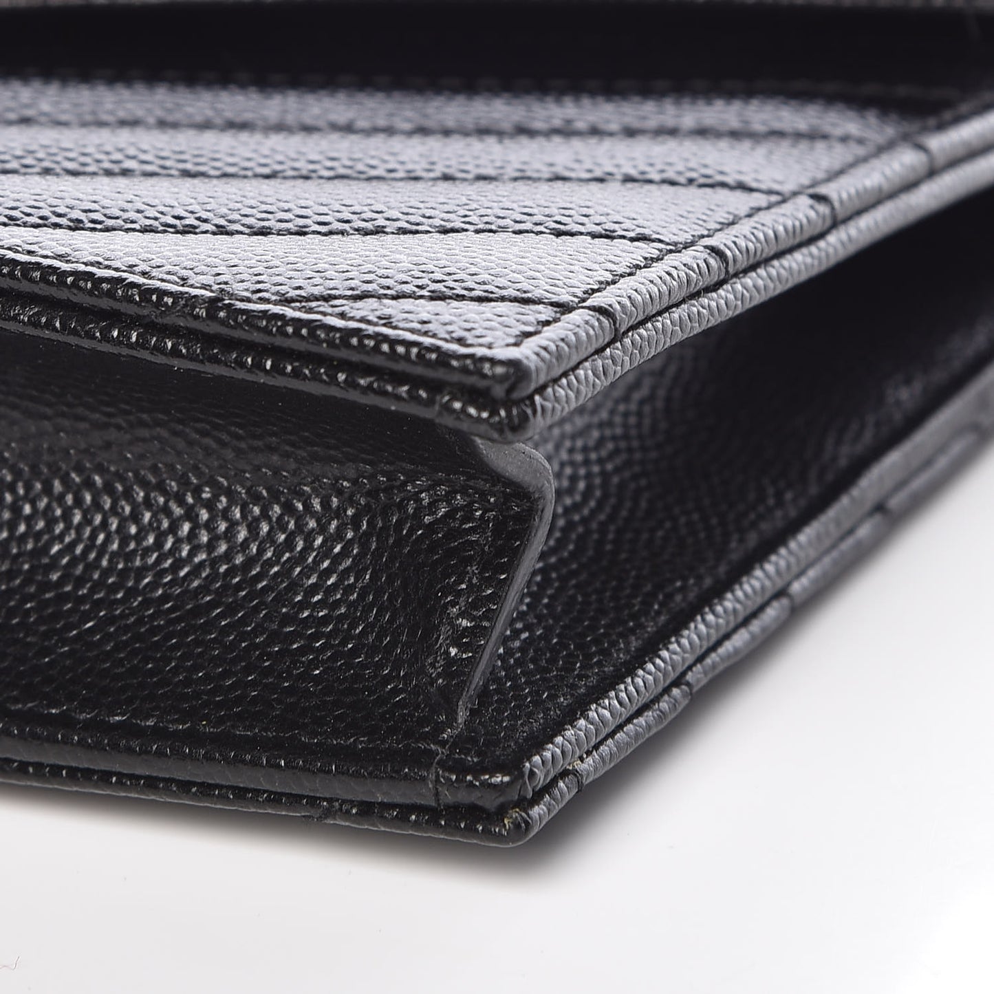 Grain De Poudre Matelasse Chevron Monogram Envelope Chain Wallet Black